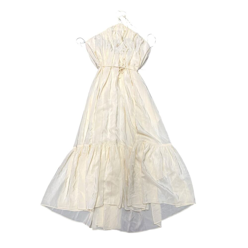 NWT Zimmermann Halter Neck 100% Silk Cream Midi Dress Size 3 US 10 - Picture 4 of 12